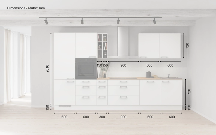 möbelnavi Küchen-Zeile 360 cm mit E-Geräten Planung 2 5