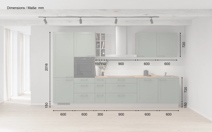 möbelnavi Küchen-Zeile 360 cm mit E-Geräten Planung 2 5