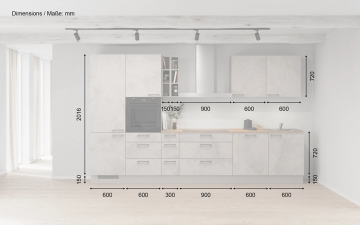 möbelnavi Küchen-Zeile 360 cm mit E-Geräten Planung 2 5