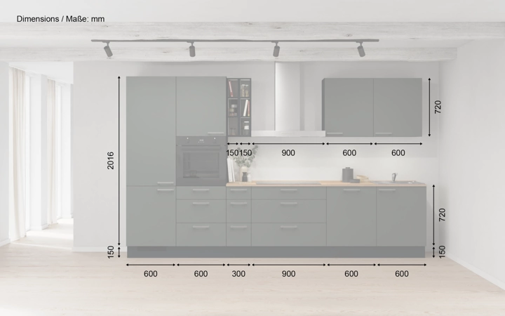 möbelnavi Küchen-Zeile 360 cm mit E-Geräten Planung 2 5