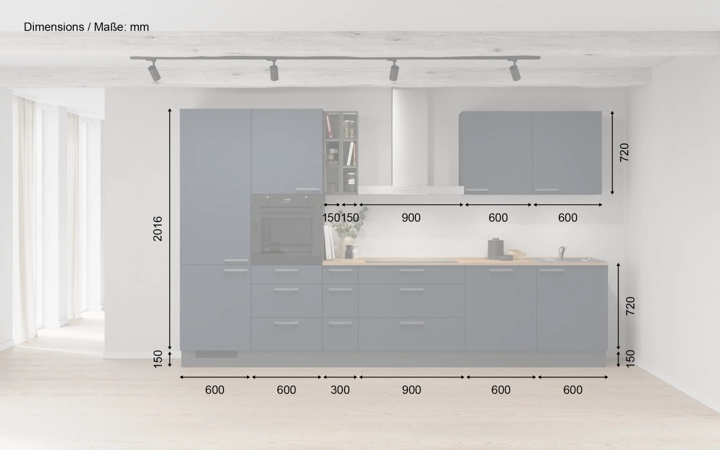 möbelnavi Küchen-Zeile 360 cm mit E-Geräten Planung 2 5
