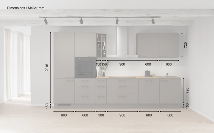 möbelnavi Küchen-Zeile 360 cm mit E-Geräten Planung 2 5