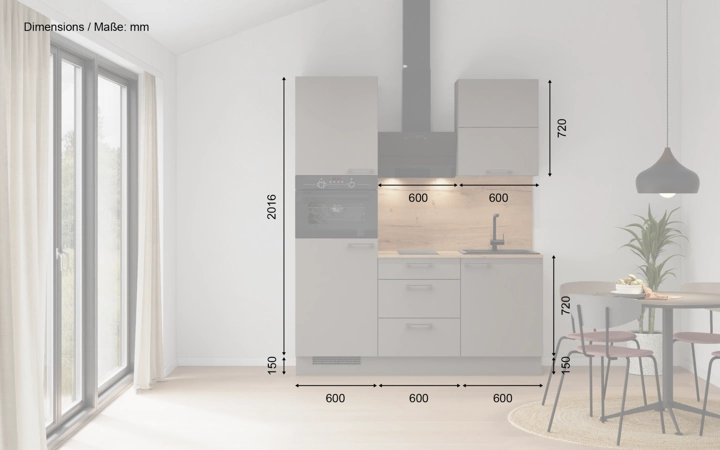 möbelnavi Küchen-Zeile 180 cm mit E-Geräten Planung 3 5