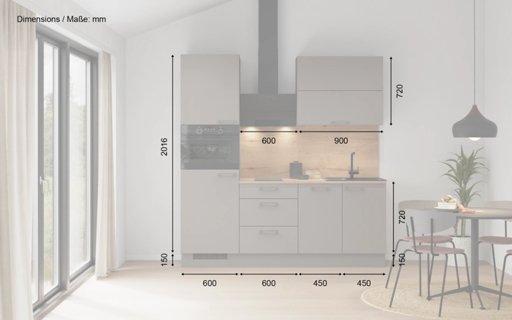 möbelnavi Küchen-Zeile 210 cm mit E-Geräten Planung 3 5