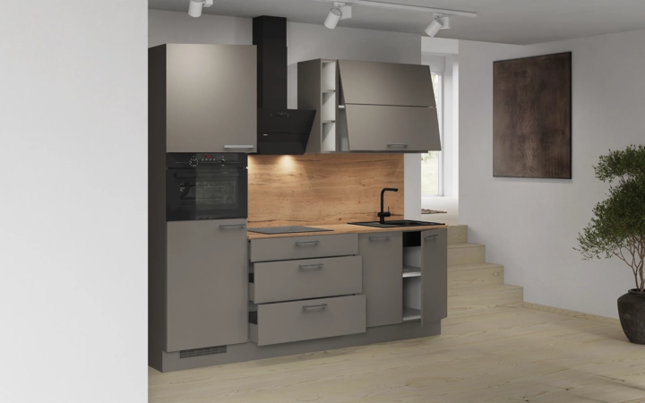 möbelnavi Küchen-Zeile 240 cm mit E-Geräten Planung 3 4
