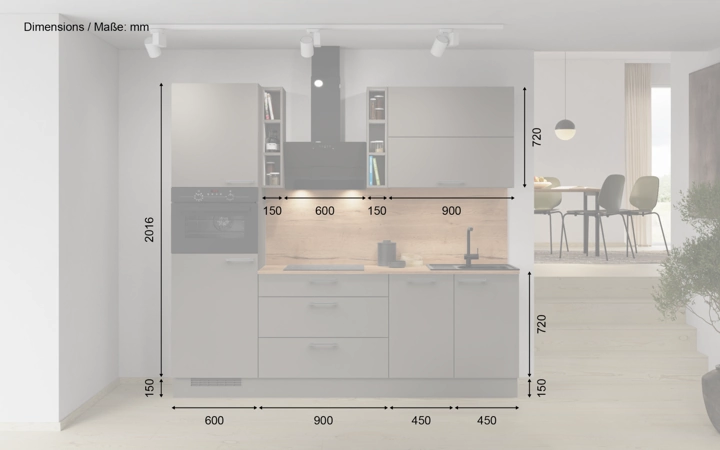 möbelnavi Küchen-Zeile 240 cm mit E-Geräten Planung 3 5