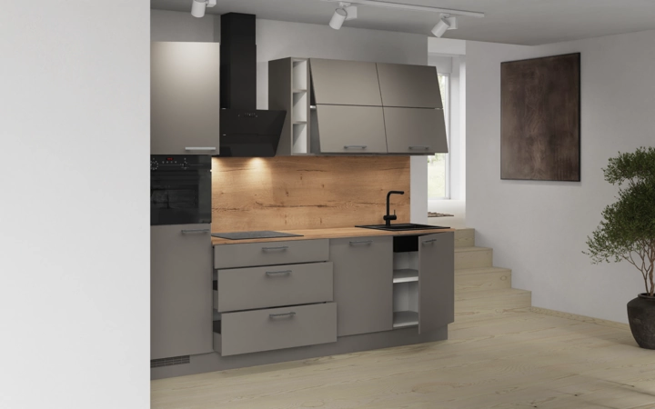 möbelnavi Küchen-Zeile 270 cm mit E-Geräten Planung 3 4