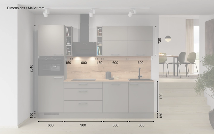 möbelnavi Küchen-Zeile 270 cm mit E-Geräten Planung 3 5