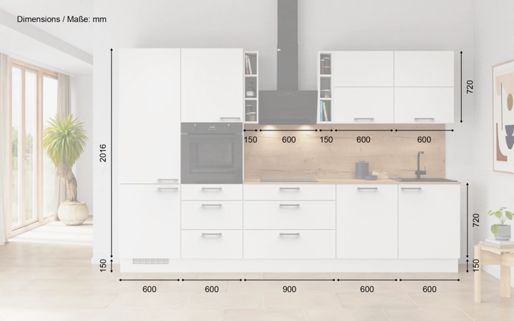 möbelnavi Küchen-Zeile 330 cm mit E-Geräten Planung 3 5