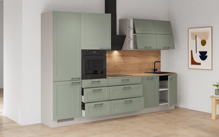 möbelnavi Küchen-Zeile 330 cm mit E-Geräten Planung 3 4