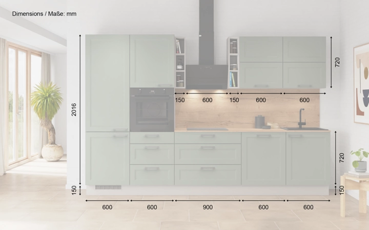 möbelnavi Küchen-Zeile 330 cm mit E-Geräten Planung 3 5