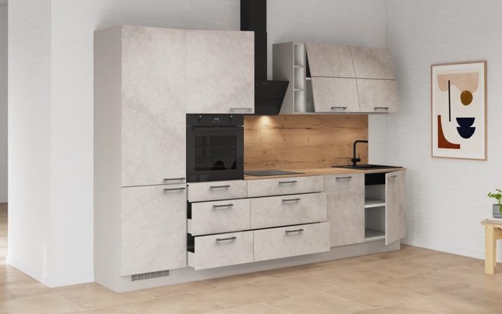 möbelnavi Küchen-Zeile 330 cm mit E-Geräten Planung 3 4