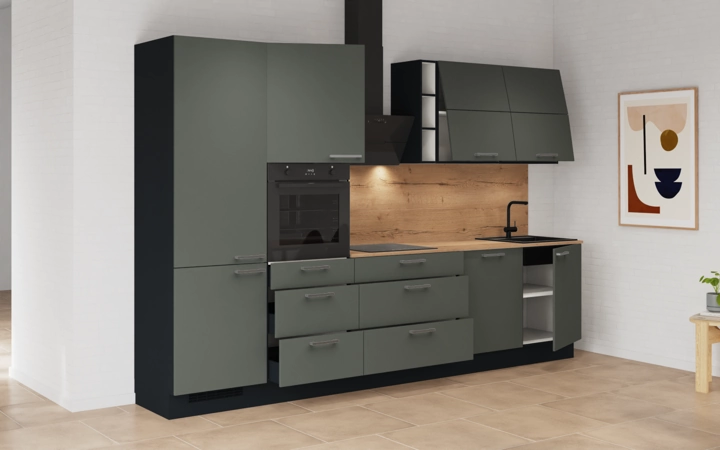 möbelnavi Küchen-Zeile 330 cm mit E-Geräten Planung 3 4