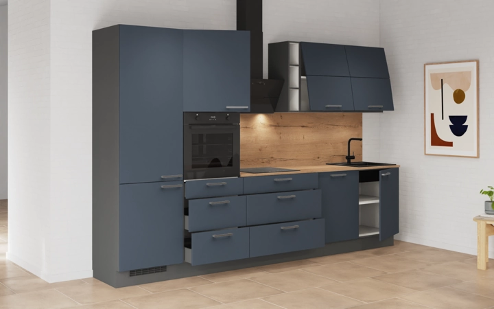 möbelnavi Küchen-Zeile 330 cm mit E-Geräten Planung 3 4