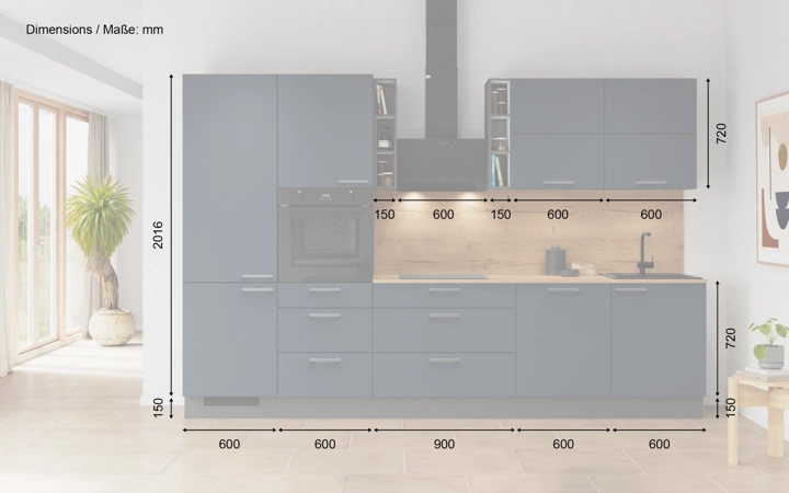 möbelnavi Küchen-Zeile 330 cm mit E-Geräten Planung 3 5
