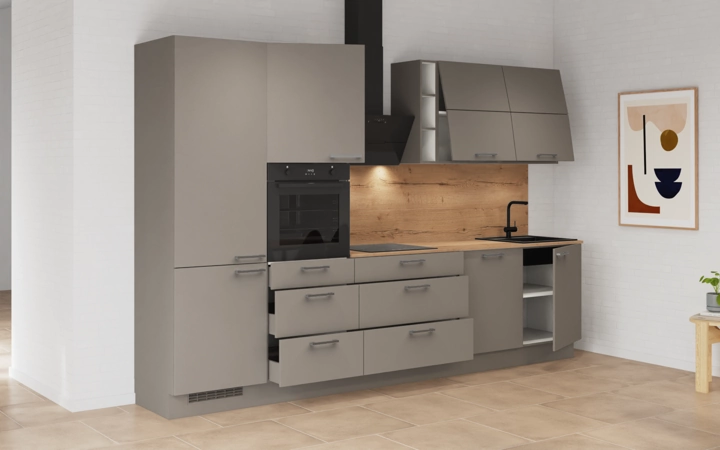möbelnavi Küchen-Zeile 330 cm mit E-Geräten Planung 3 4