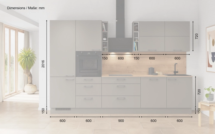 möbelnavi Küchen-Zeile 330 cm mit E-Geräten Planung 3 5