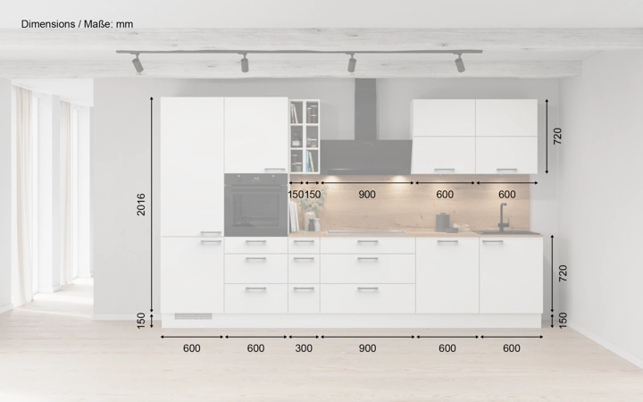 möbelnavi Küchen-Zeile 360 cm mit E-Geräten Planung 3 5