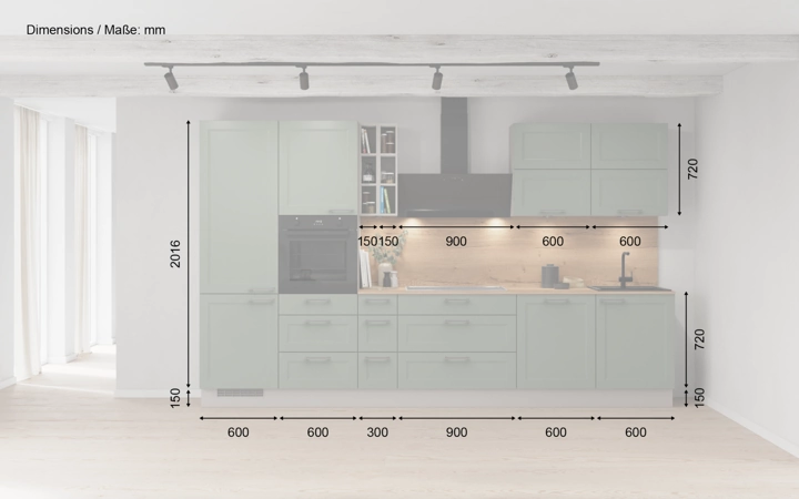 möbelnavi Küchen-Zeile 360 cm mit E-Geräten Planung 3 5
