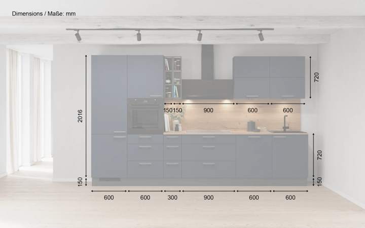 möbelnavi Küchen-Zeile 360 cm mit E-Geräten Planung 3 5