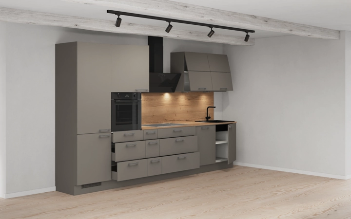 möbelnavi Küchen-Zeile 360 cm mit E-Geräten Planung 3 4