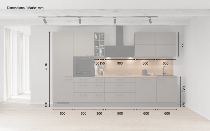 möbelnavi Küchen-Zeile 360 cm mit E-Geräten Planung 3 5