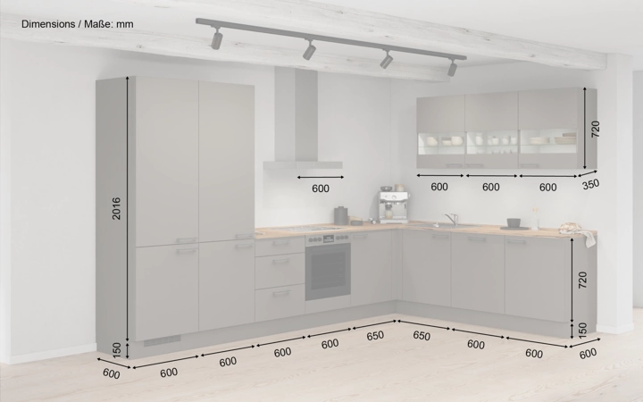 möbelnavi L-Küche 366,6 cm x 246,6 mit E-Geräten Planung 4 5