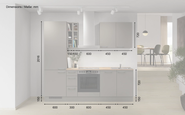 möbelnavi Küchen-Zeile 240 cm mit E-Geräten Planung 4 5