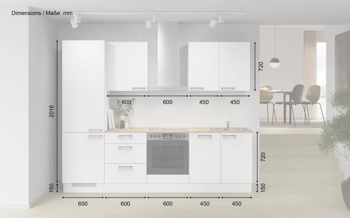 möbelnavi Küchen-Zeile 270 cm mit E-Geräten Planung 4 5