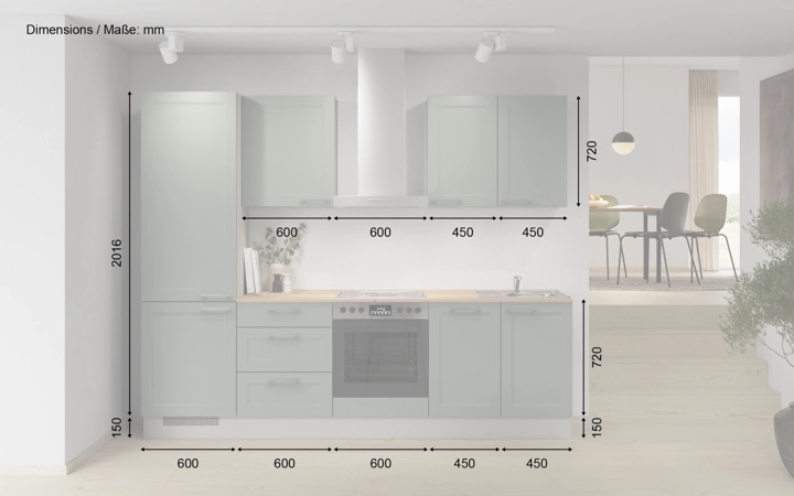 möbelnavi Küchen-Zeile 270 cm mit E-Geräten Planung 4 5