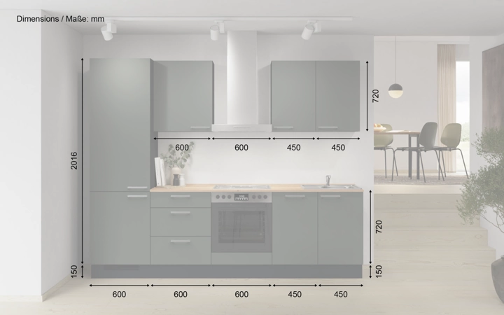 möbelnavi Küchen-Zeile 270 cm mit E-Geräten Planung 4 5