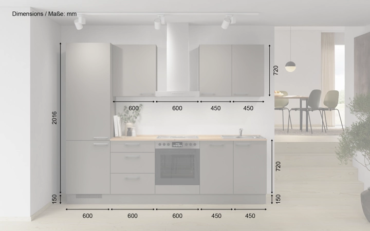 möbelnavi Küchen-Zeile 270 cm mit E-Geräten Planung 4 5