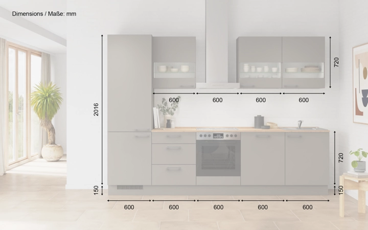 möbelnavi Küchen-Zeile 300 cm mit E-Geräten Planung 4 5