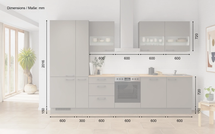 möbelnavi Küchen-Zeile 330 cm mit E-Geräten Planung 4 5