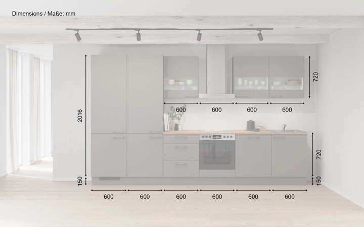 möbelnavi Küchen-Zeile 360 cm mit E-Geräten Planung 4 5