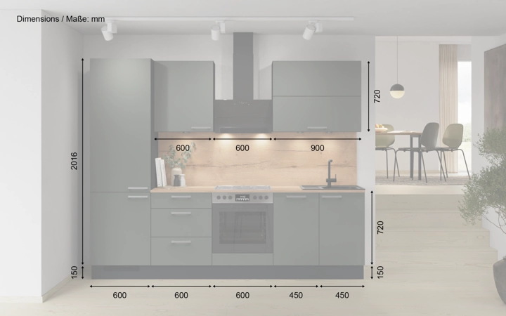 möbelnavi Küchen-Zeile 270 cm mit E-Geräten Planung 5 5