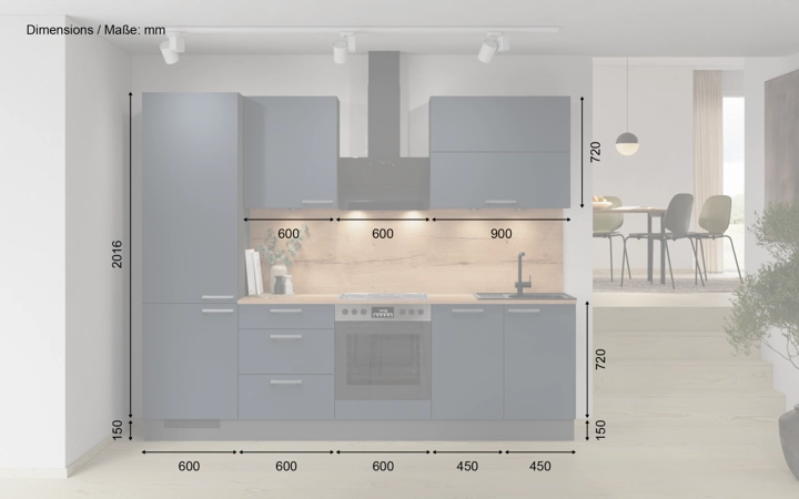 möbelnavi Küchen-Zeile 270 cm mit E-Geräten Planung 5 5