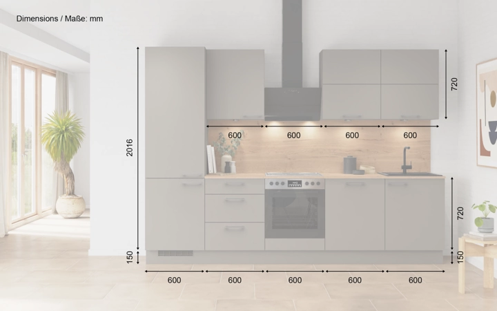 möbelnavi Küchen-Zeile 300 cm mit E-Geräten Planung 5 5