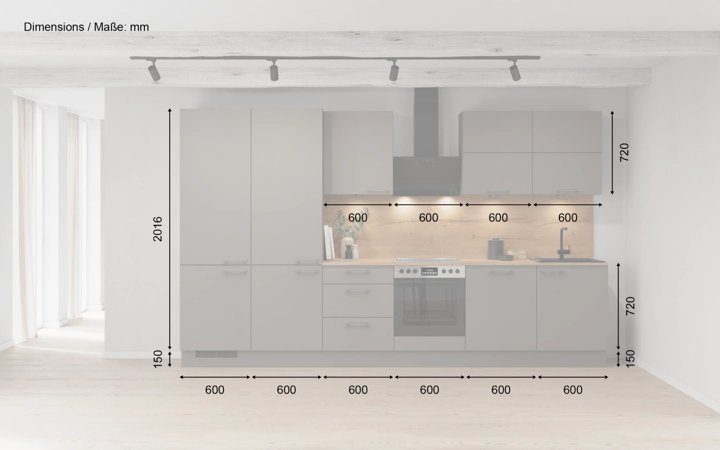 möbelnavi Küchen-Zeile 360 cm mit E-Geräten Planung 5 5