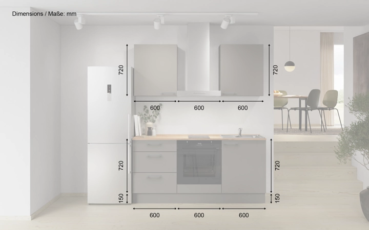 möbelnavi Küchen-Zeile 180 cm mit E-Geräten Planung 6 5