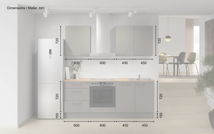 möbelnavi Küchen-Zeile 210 cm mit E-Geräten Planung 6 5