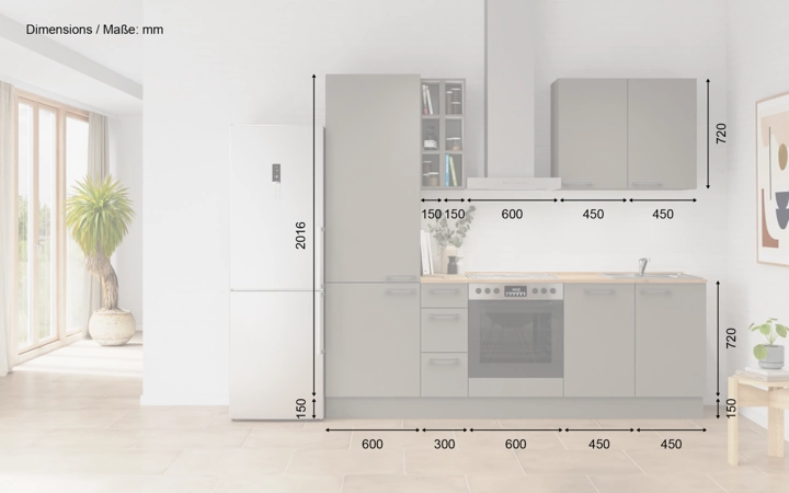 möbelnavi Küchen-Zeile 240 cm mit E-Geräten Planung 6 5