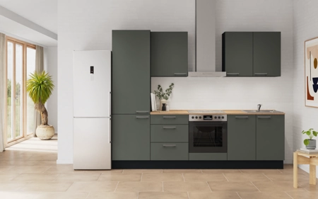 möbelnavi Küchen-Zeile 270 cm mit E-Geräten Planung 6 Mineralgrün matt Easytouch möbelnavi Küchen-Zeile 270 cm mit E-Geräten Planung 6 Mineralgrün matt Easytouch