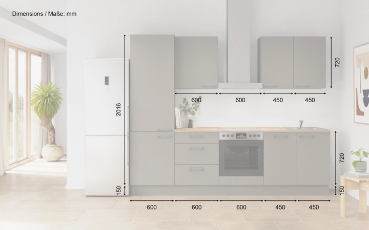 möbelnavi Küchen-Zeile 270 cm mit E-Geräten Planung 6 5