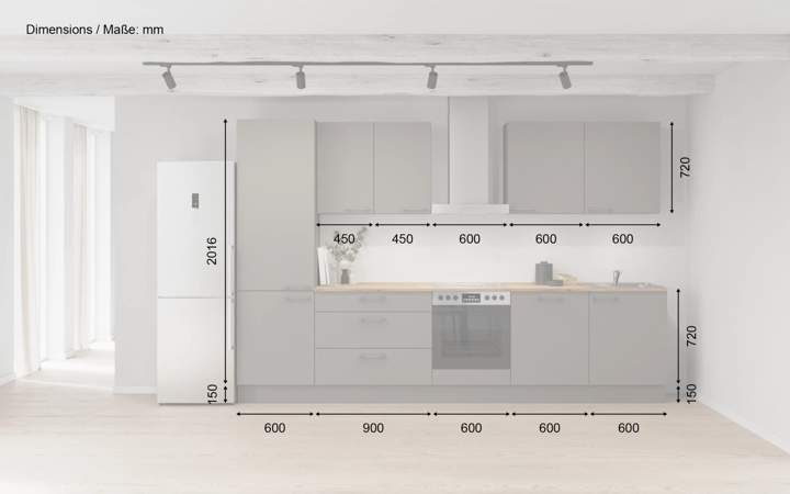 möbelnavi Küchen-Zeile 330 cm mit E-Geräten Planung 6 5