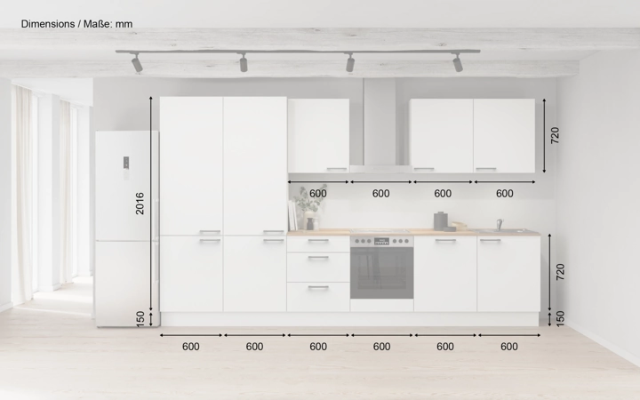 möbelnavi Küchen-Zeile 360 cm mit E-Geräten Planung 6 5