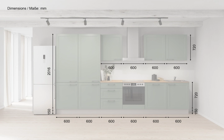 möbelnavi Küchen-Zeile 360 cm mit E-Geräten Planung 6 5
