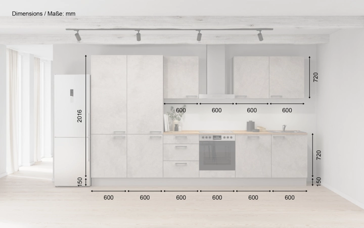möbelnavi Küchen-Zeile 360 cm mit E-Geräten Planung 6 5