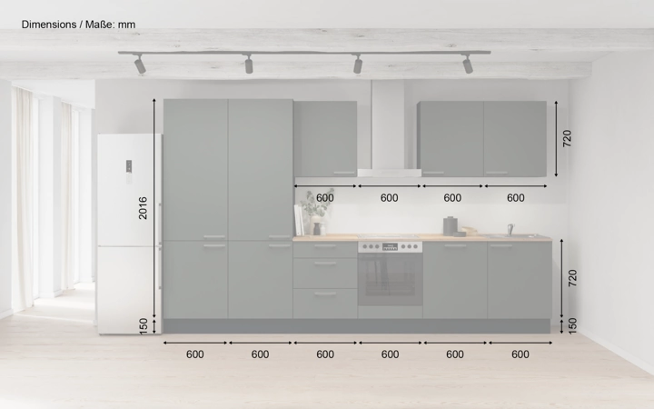 möbelnavi Küchen-Zeile 360 cm mit E-Geräten Planung 6 5