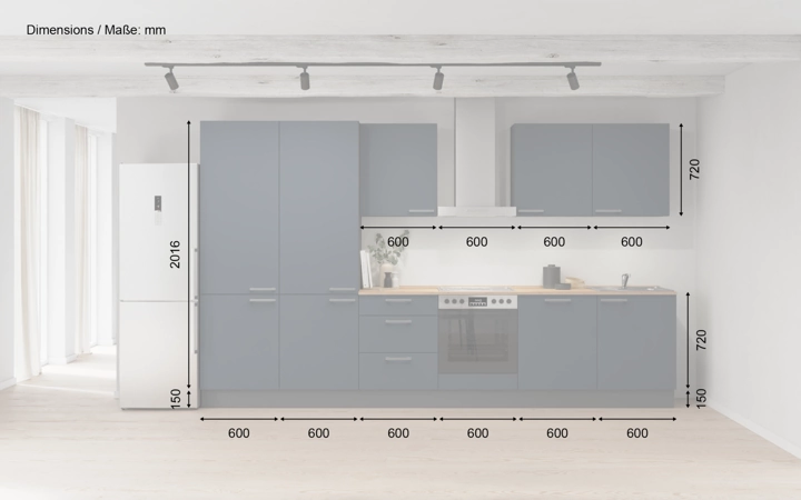 möbelnavi Küchen-Zeile 360 cm mit E-Geräten Planung 6 5